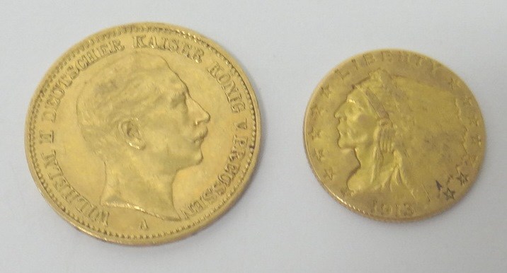 Appraisal: A Prussia Wilhelm II twenty marks A and a U