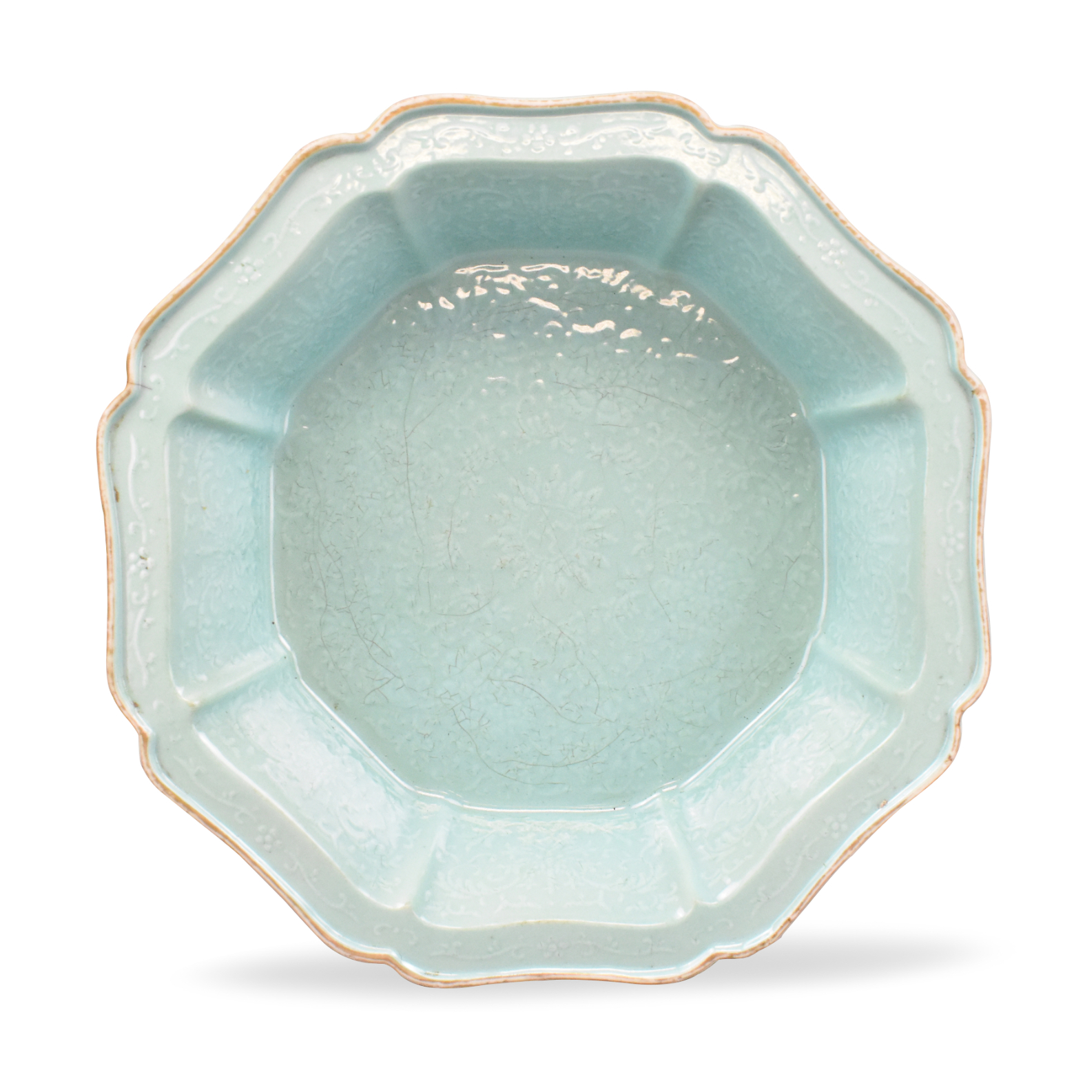 Appraisal: A Chinese turquoise glaze octagonal washer The hexagonal shape has