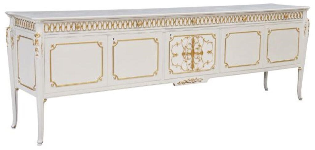 Appraisal: Italian parcel gilt and painted sideboard th c five drawers