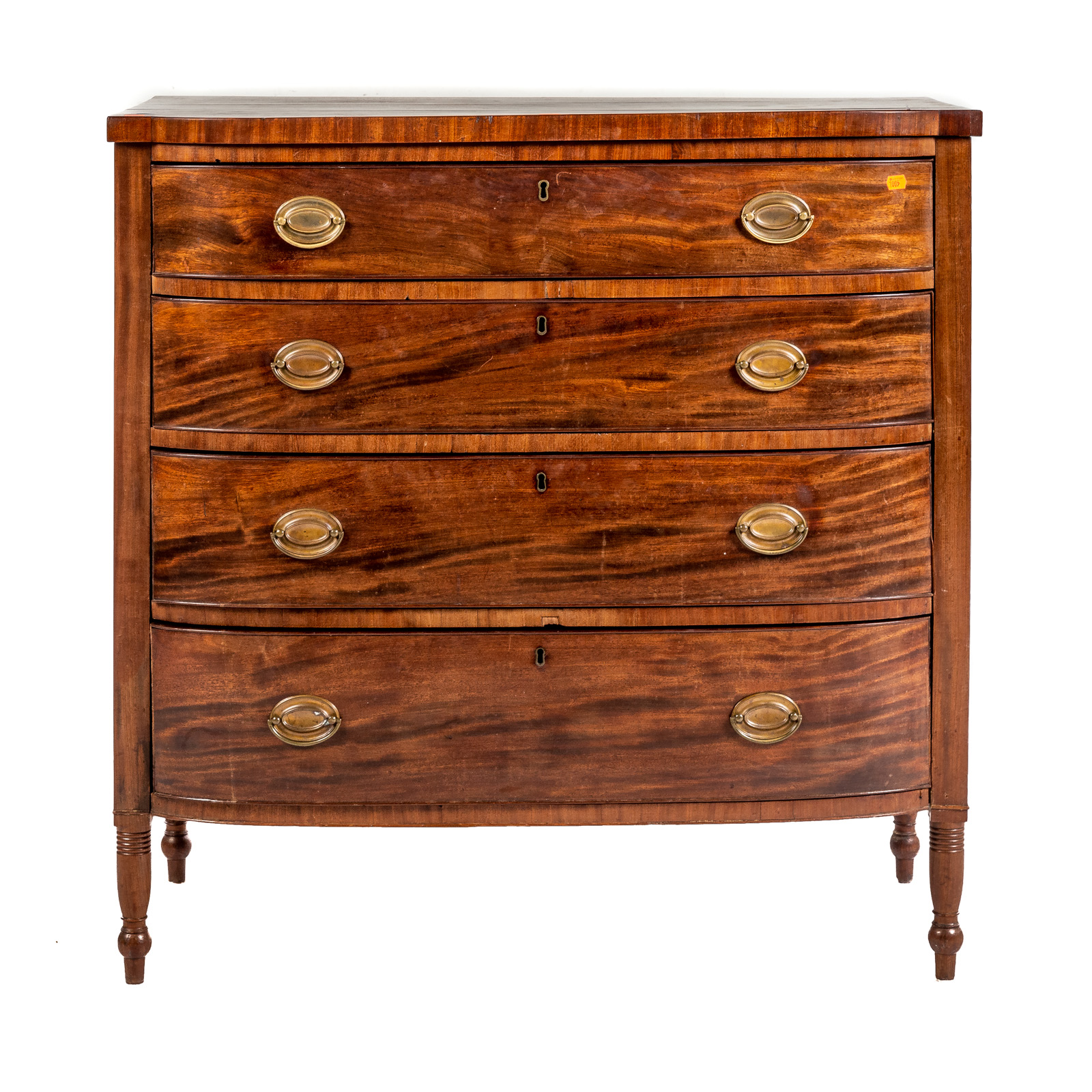 Appraisal: FEDERAL MAHOGANY BOWFRONT CHEST Pennsylvania circa - shaped front with