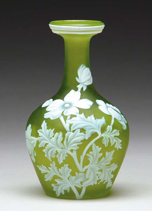 Appraisal: ENGLISH CAMEO VASE Floral cameo decoration of blossoms and leaves