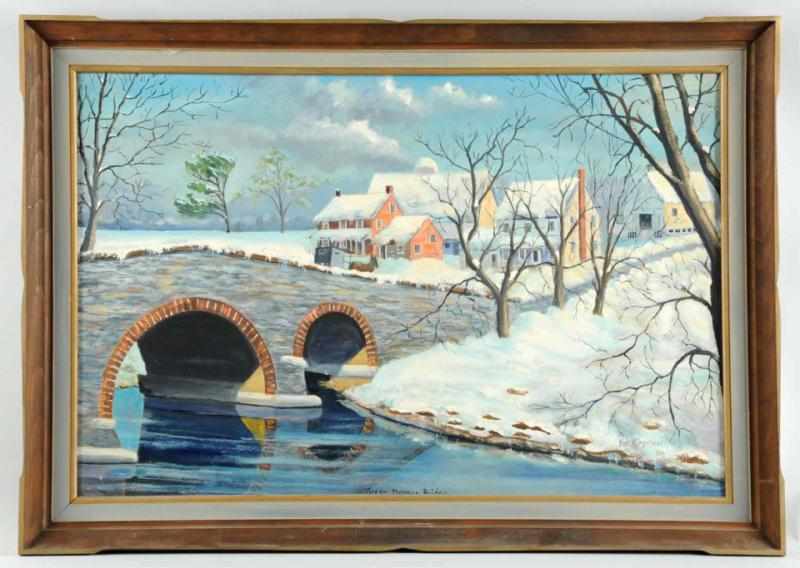 Appraisal: Oil on Board Green Dragon Bridge by Ed Wingenroth Circa