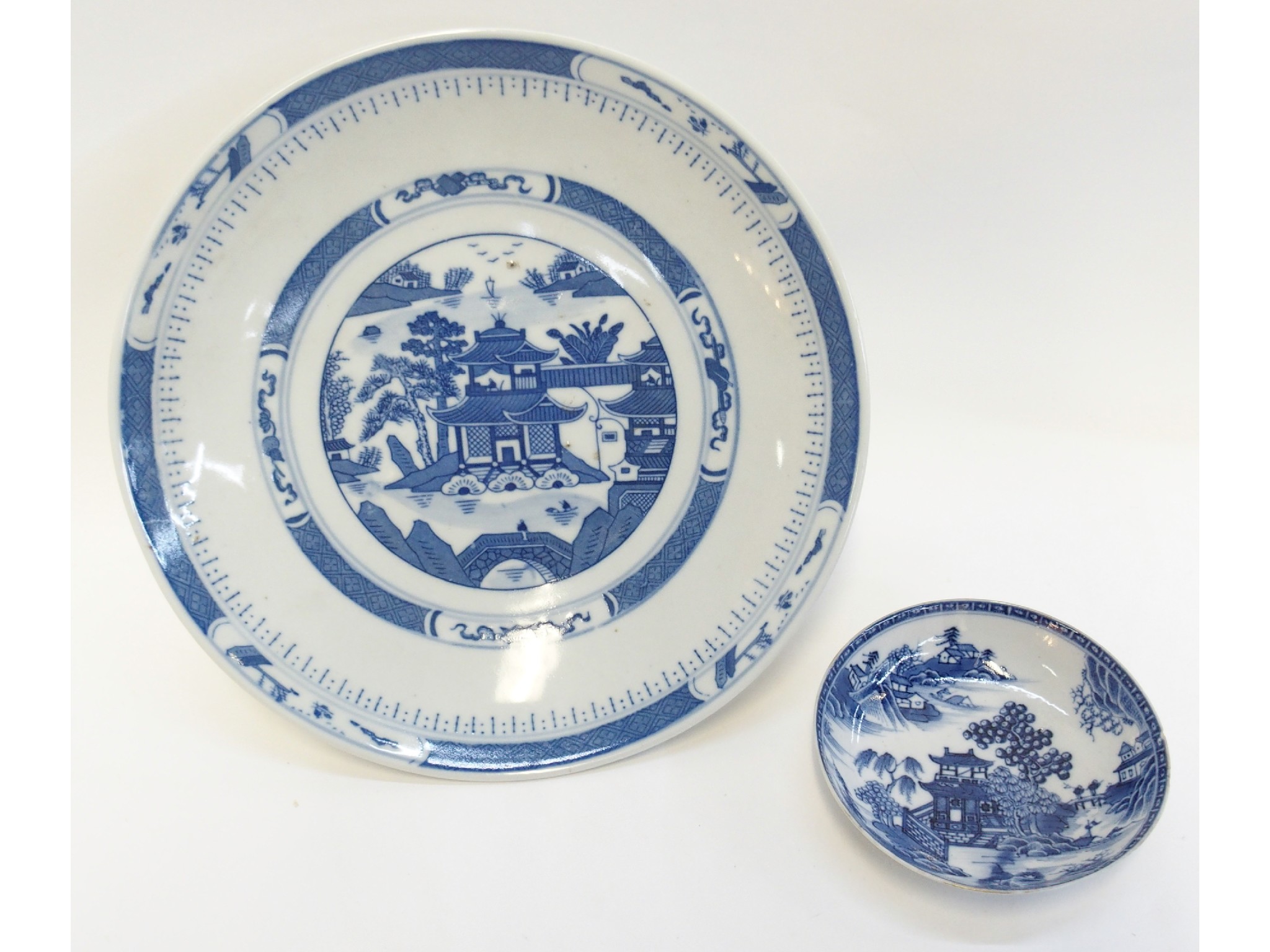 Appraisal: Chinese blue and white tazza and a blue and white