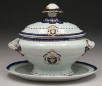 Appraisal: CHINESE EXPORT ARMORIAL SAUCE TUREEN The three part tureen has