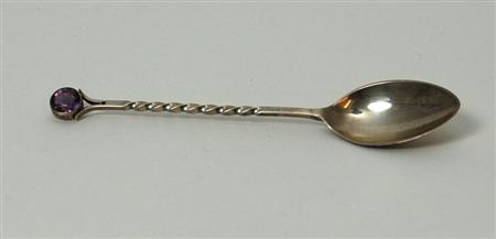 Appraisal: Ballater - a gem set Scottish provincial silver teaspoon William