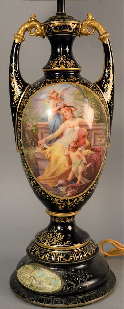 Appraisal: Royal Vienna French porcelain urn made into a table lamp