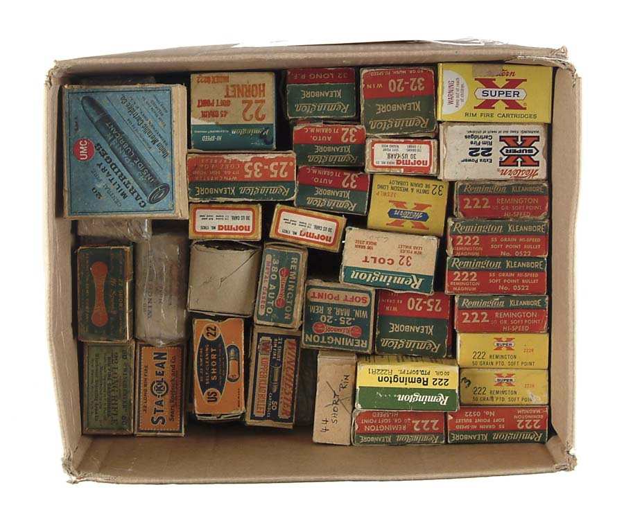 Appraisal: TWO BOXES OF MISCELLANEOUS CARTRIDGES Including Nine boxes Remington Three