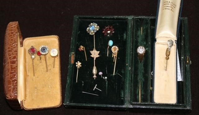 Appraisal: COLLECTION OF TWELVE MISCELLANEOUS STICK PINS SOME GOLD SOME WITH