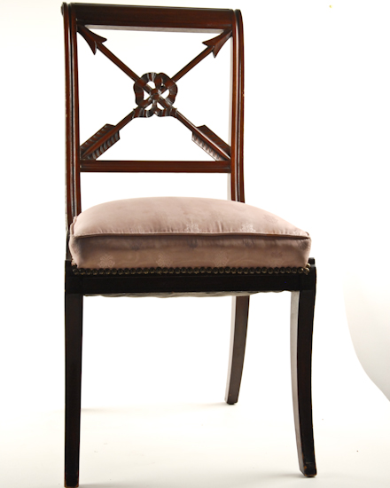 Appraisal: Four Regency-Style Mahogany Side Chairs having tablet crests cyma curved