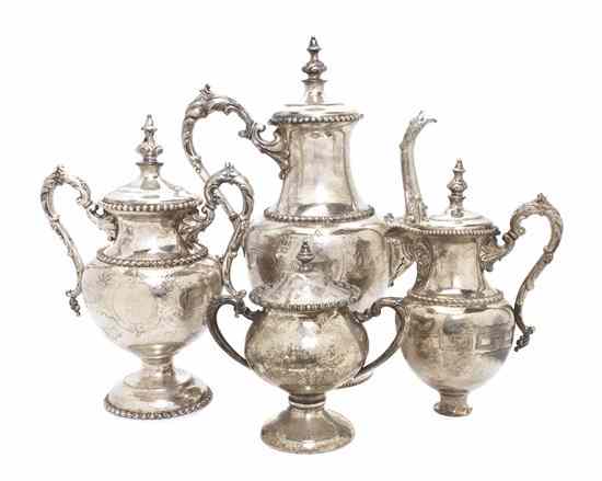 Appraisal: An American Silverplate Coffee Set Meridien comprising a coffee pot