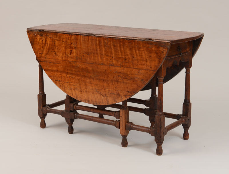 Appraisal: William and Mary Walnut Gate-Leg Table x x in in