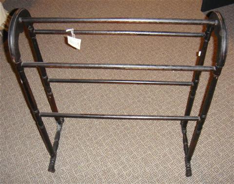 Appraisal: VICTORIAN BLACK PAINTED QUILT RACK h in Provenance ANTIQUE CONTEMPORARY