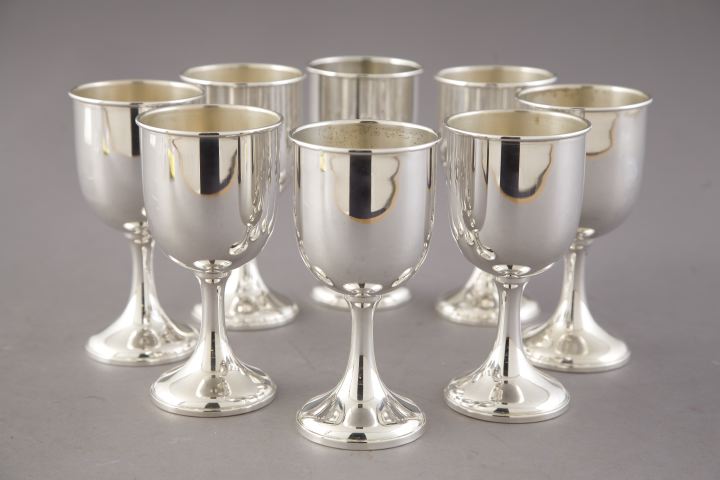 Appraisal: Set of Eight American Sterling Silver Goblets second quarter th