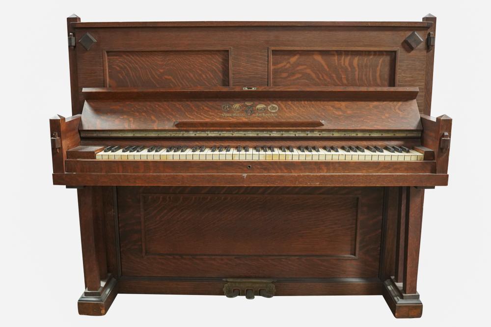 Appraisal: BYRON MAUZY AMERICAN ARTS CRAFTS UPRIGHT PIANOoak Condition Missing one