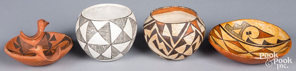 Appraisal: Four pieces of Acoma Indian pottery Four pieces of Acoma