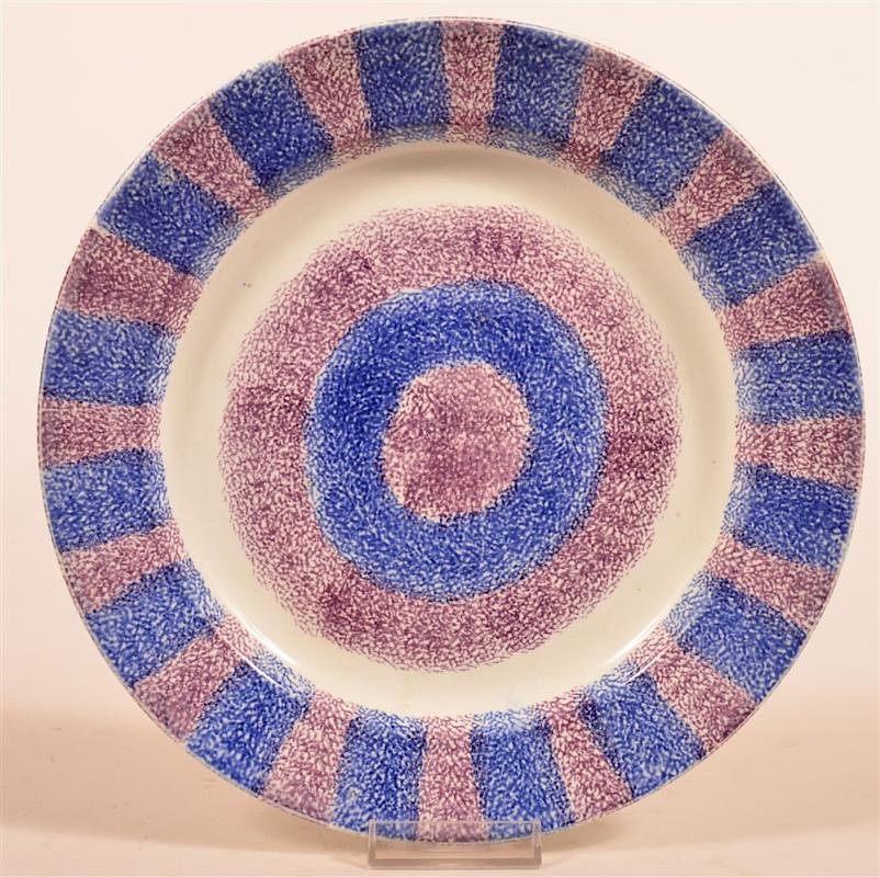 Appraisal: Purple and Blue Rainbow Spatter Plate Purple and Blue Rainbow