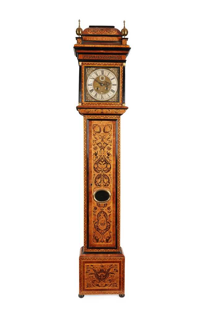 Appraisal: RARE SCOTTISH EBONY ROSEWOOD AND ELM MARQUETRY MONTH-GOING LONGCASE CLOCK