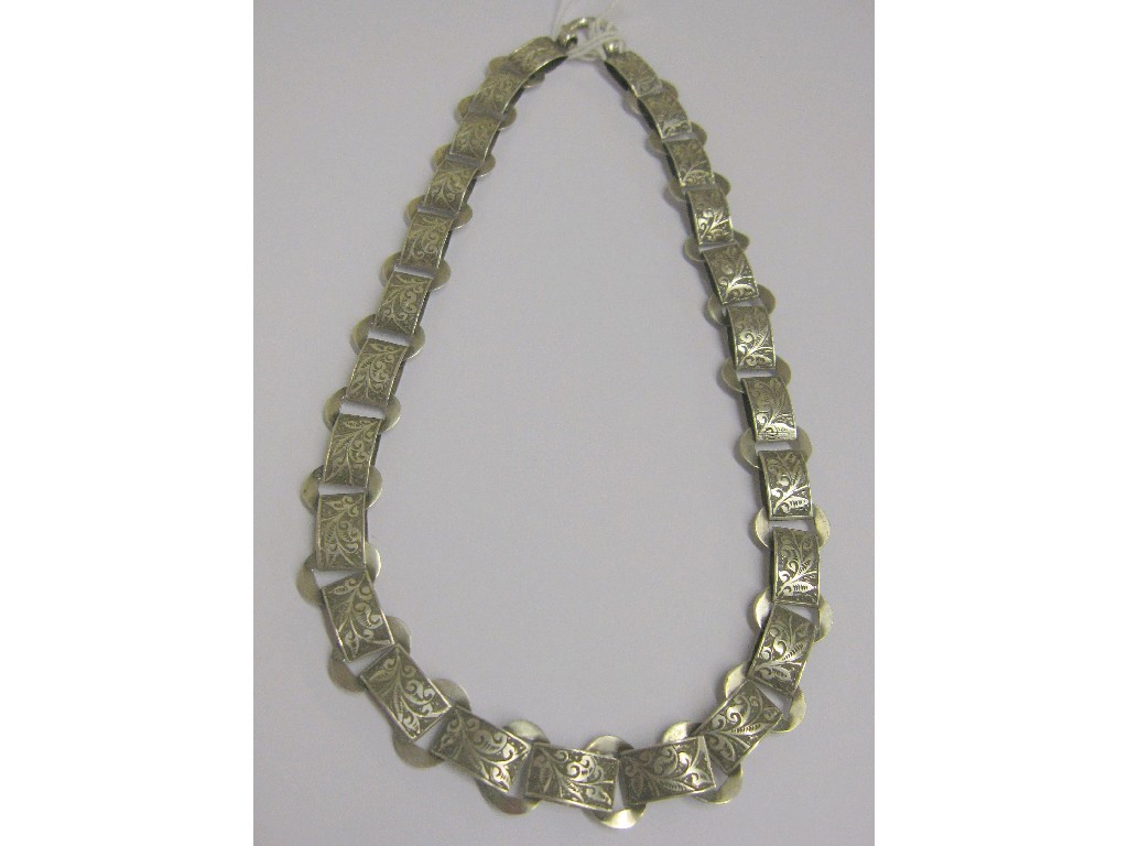 Appraisal: Victorian engraved silver necklace