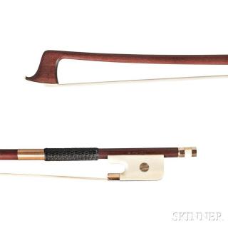 Appraisal: Gold-mounted Viola Bow D rfler Workshop Bubenreuth Gold-mounted Viola Bow