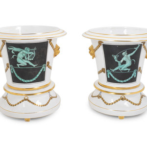 Appraisal: A Pair of Italian Porcelain Cache Pots in the Style