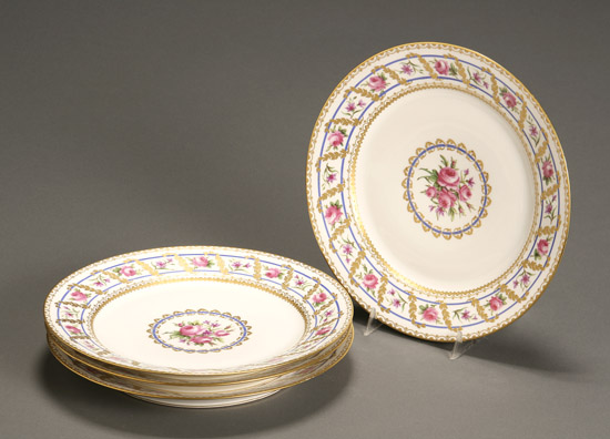 Appraisal: Set of Twelve S vres Service Plates Dated Each decorated