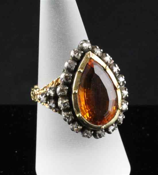 Appraisal: A Victorian style tear shaped citrine and rose diamond cluster