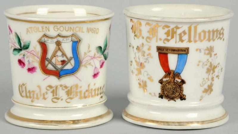 Appraisal: Lot of Fraternal Shaving Mugs Includes one for the Ad