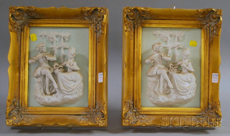 Appraisal: Two Framed Alt Meissen Bas Relief Bisque Plaques sight size