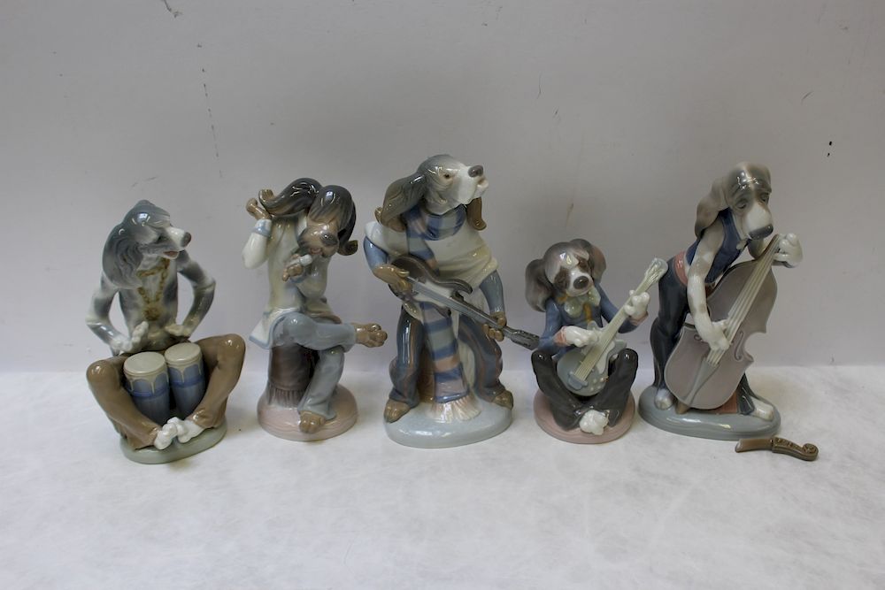 Appraisal: LLADRO Porcelain Piece Dog Band Some with stickers bearing and