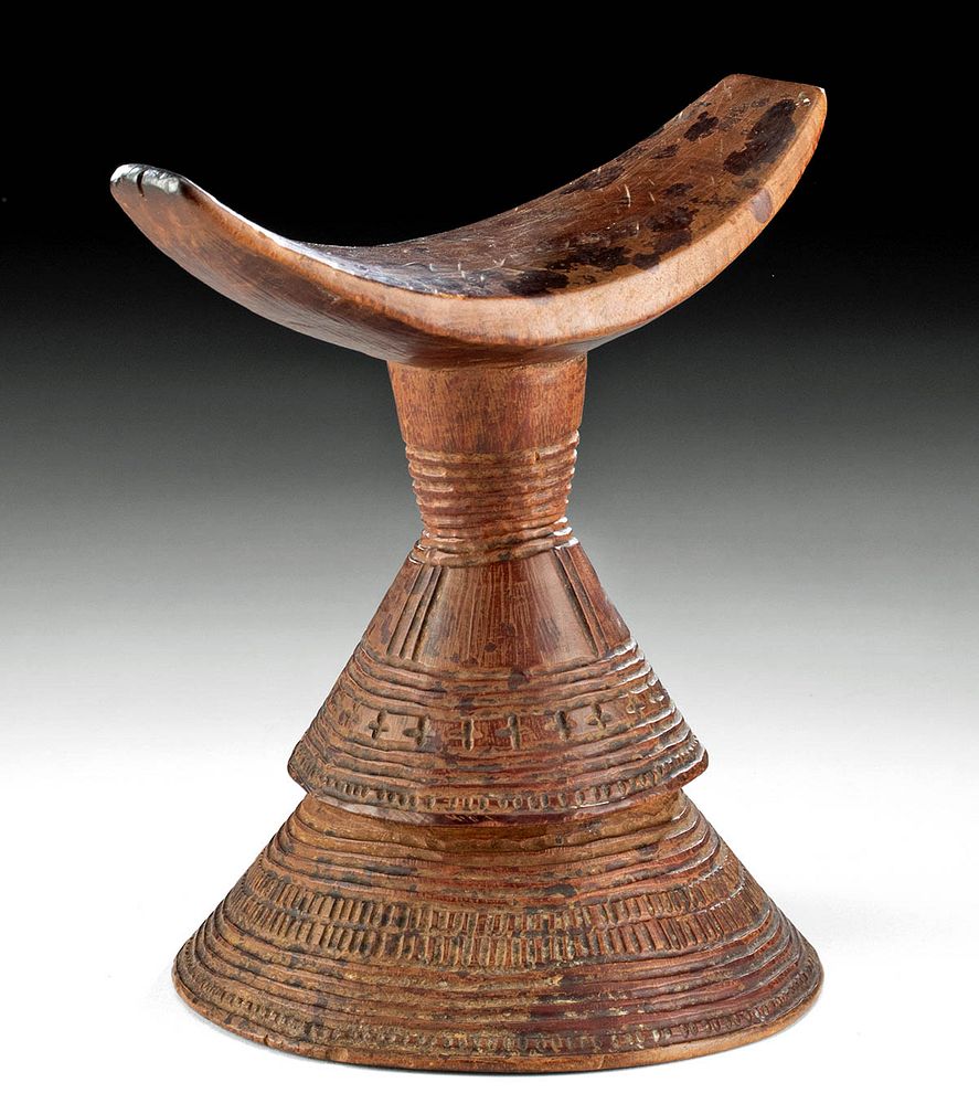 Appraisal: Early th C Ethiopian Wood Head Rest Africa Ethiopian ca