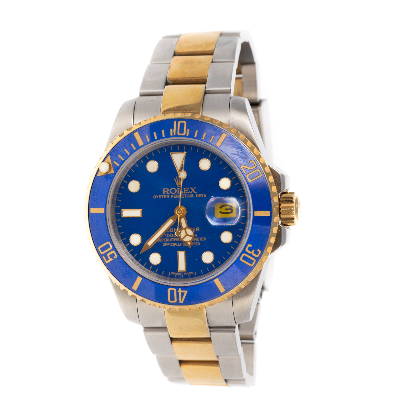 Appraisal: A TWO-TONE ROLEX SUBMARINER WRIST WATCH K yellow gold and