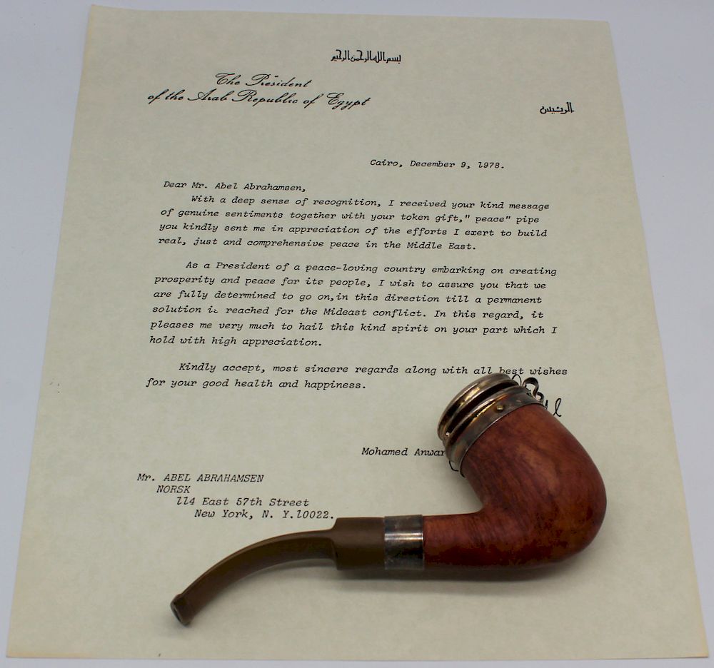 Appraisal: SILVER David Andersen Peace Pipe with Letter Includes a wonderful