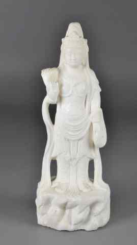 Appraisal: Chinese Carved Stone Guan-YinFinely carved to depict a standing Guan-Yin