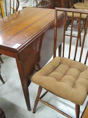 Appraisal: CHERRY DROP-LEAF DINING TABLE AND SIX CHAIRS American mid- th