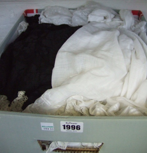 Appraisal: A quantity of textiles including five white cotton christening gowns