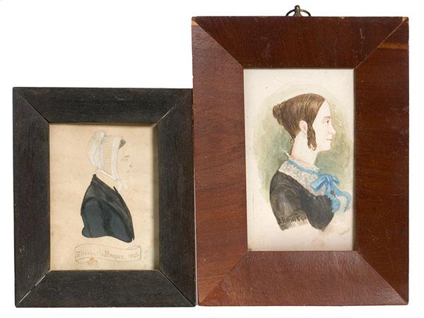 Appraisal: TWO TH CENTURY WATERCOLOR PROFILE PORTRAITS American Both are profile