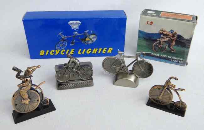 Appraisal: Collection of bicycle related cigarette lighters Exc cond