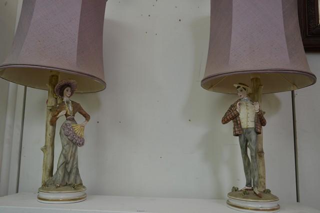 Appraisal: A PAIR OF ITALIAN PORCELAIN FIGURAL LAMP BASES