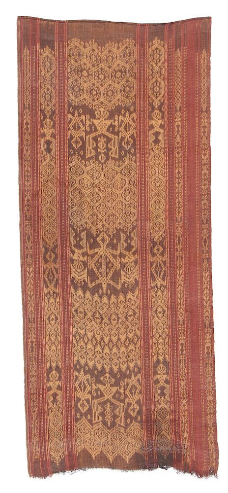 Appraisal: Rare th C Abaca Fiber Ceremonial Cloth Mindanao Ikat ceremonial