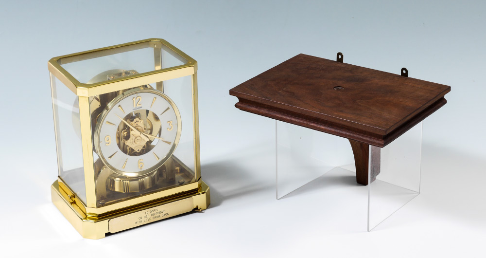 Appraisal: LECOULTRE ATMOS CLOCK WITH ORIGINAL WALL SHELF Circa early 's