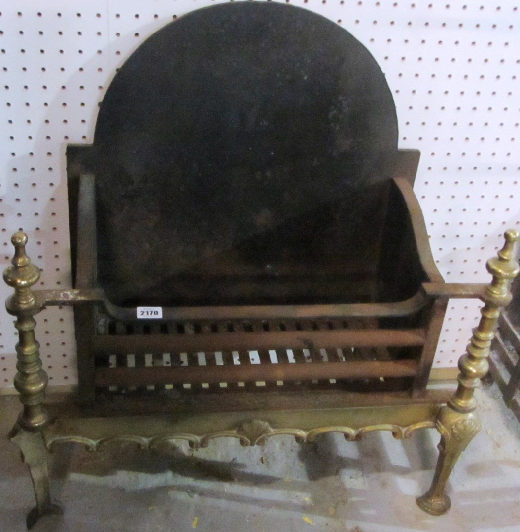 Appraisal: A th century and later brass and iron fire grate