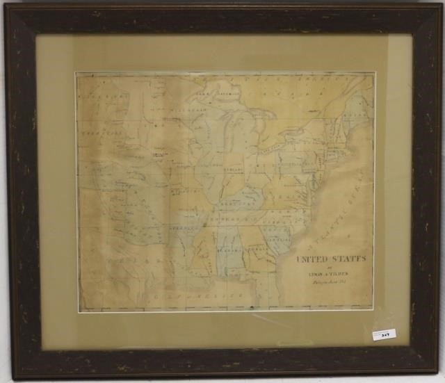 Appraisal: HAND DRAWN MAP OF THE UNITED STATES BY LYMANA TILDEN