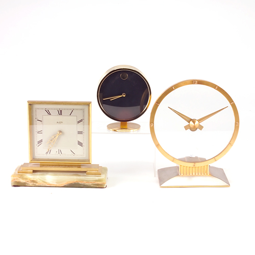 Appraisal: Three clocks Jefferson Golden Hour electric clock a brass-plated Movado-style