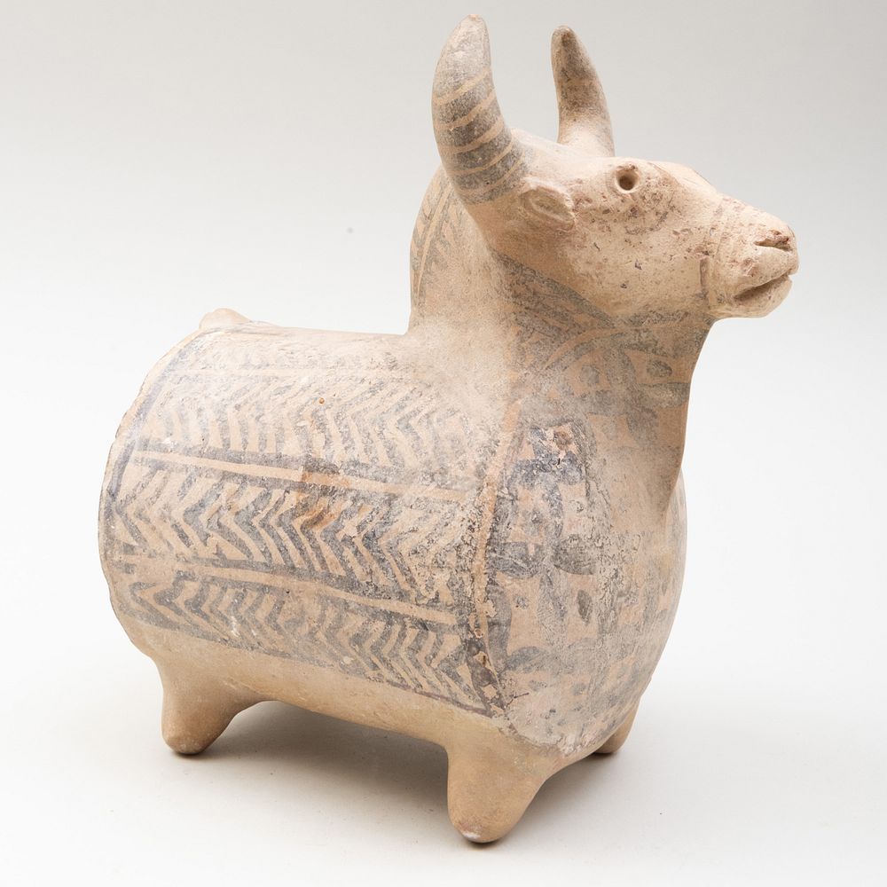 Appraisal: Near Eastern Painted Pottery Model of a Bull Possibly Indus