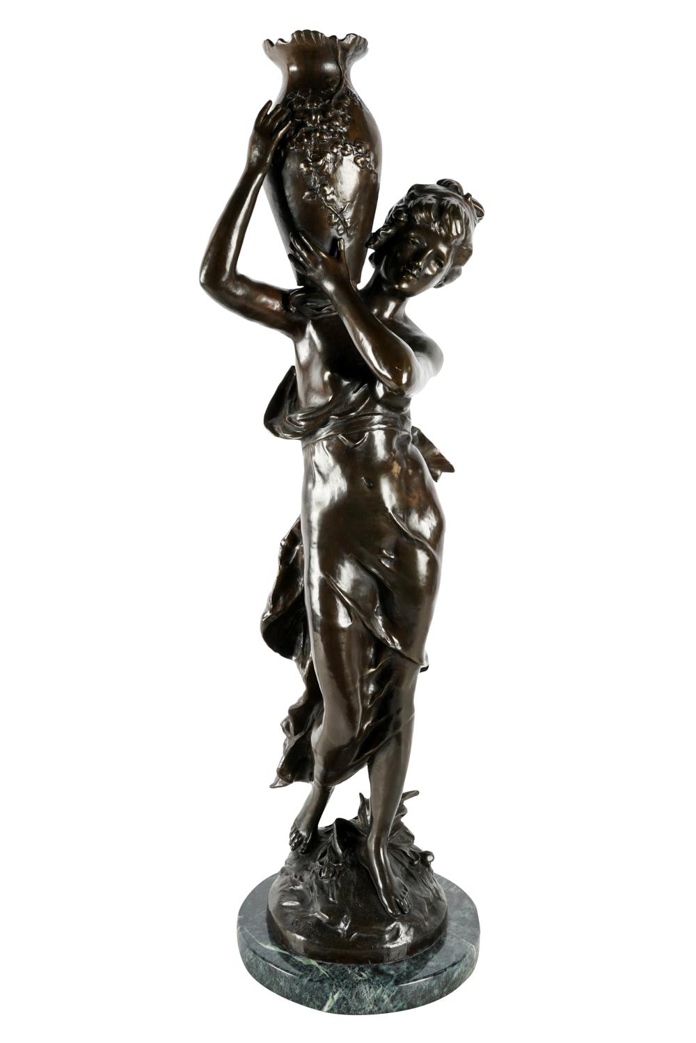 Appraisal: AFTER AUGUSTE MOREAU - WATER MAIDENbronze inscribed in casting 'Aug