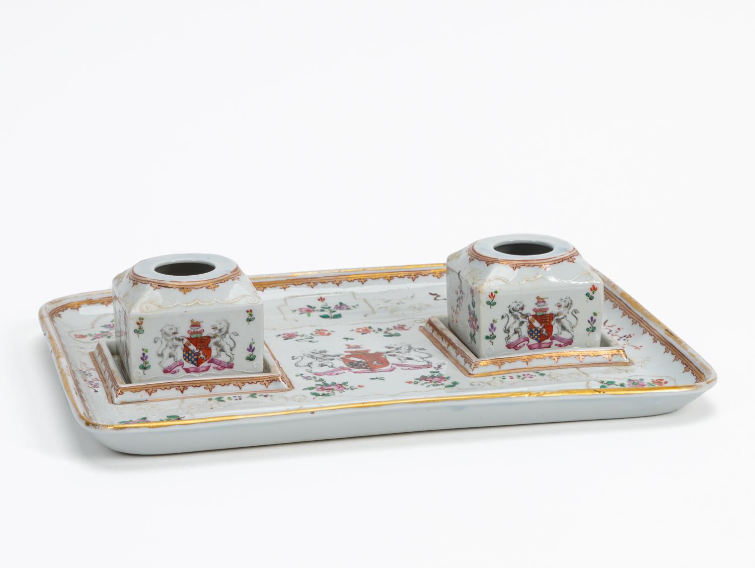 Appraisal: SAMSON-STYLE ARMORIAL PORCELAIN INKSTAND PCS Manner of Edme Samson et