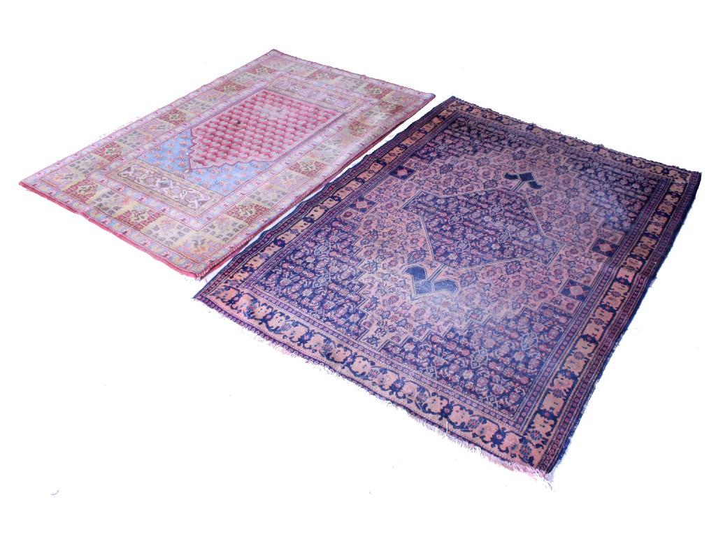 Appraisal: Two Persian style prayer mats both worked with stylised foliate