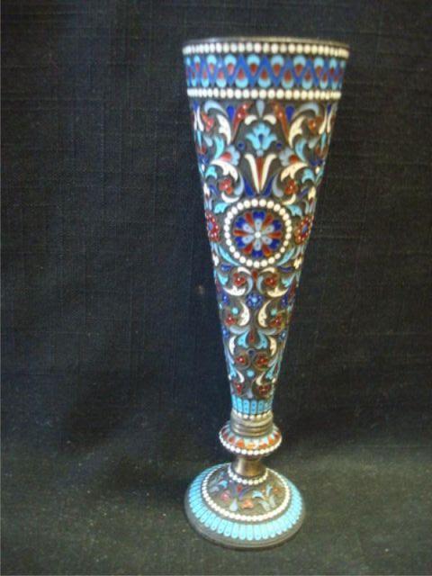 Appraisal: Silver and Enameled Vase From a Lexington Avenue NYC estate