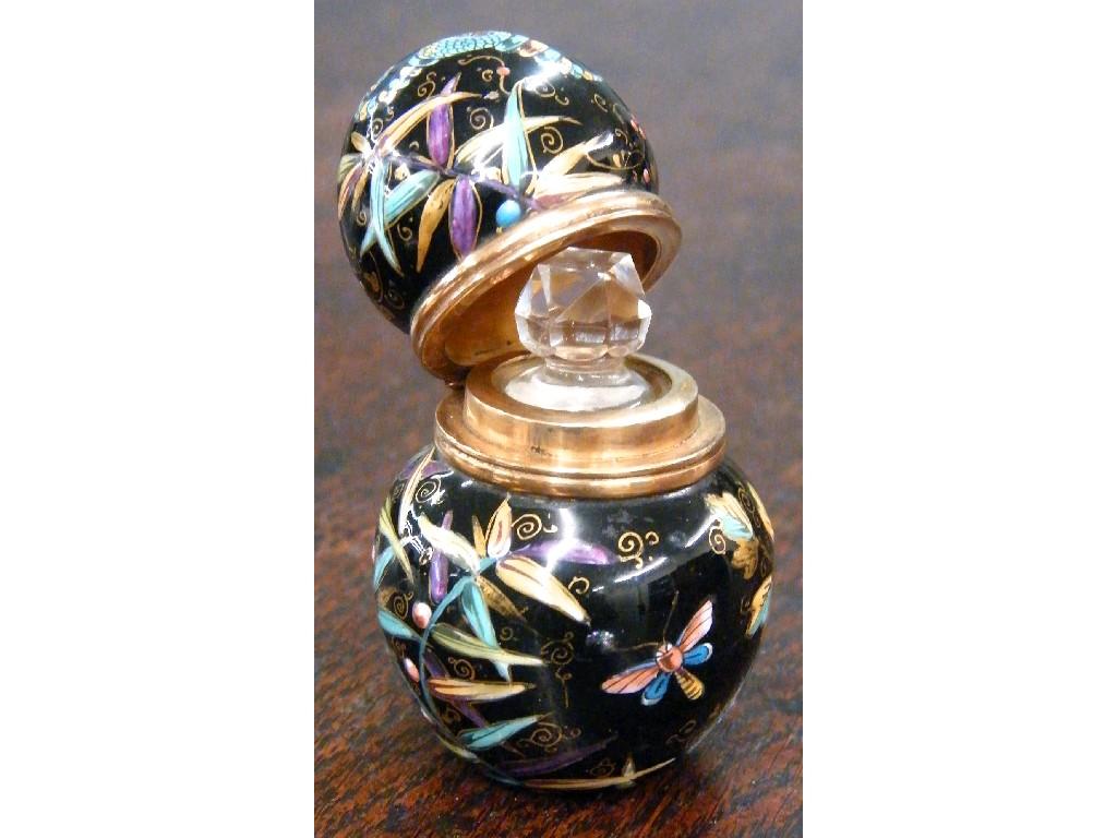 Appraisal: Late th early th century enamelled scent bottle with foliate