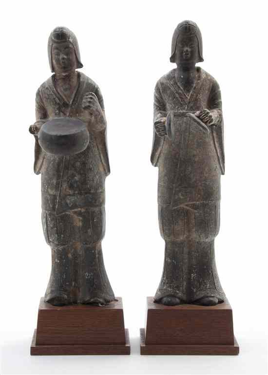 Appraisal: A Pair of Han Style Tomb Figures of Musicians each